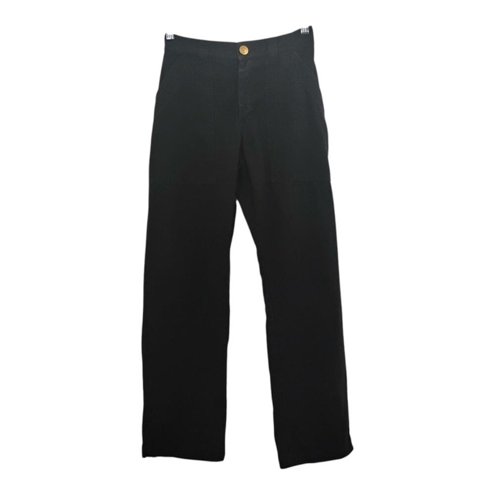 Big Bud Press Mid Rise Work Pants Black Pockets Stretch Waist Size XS